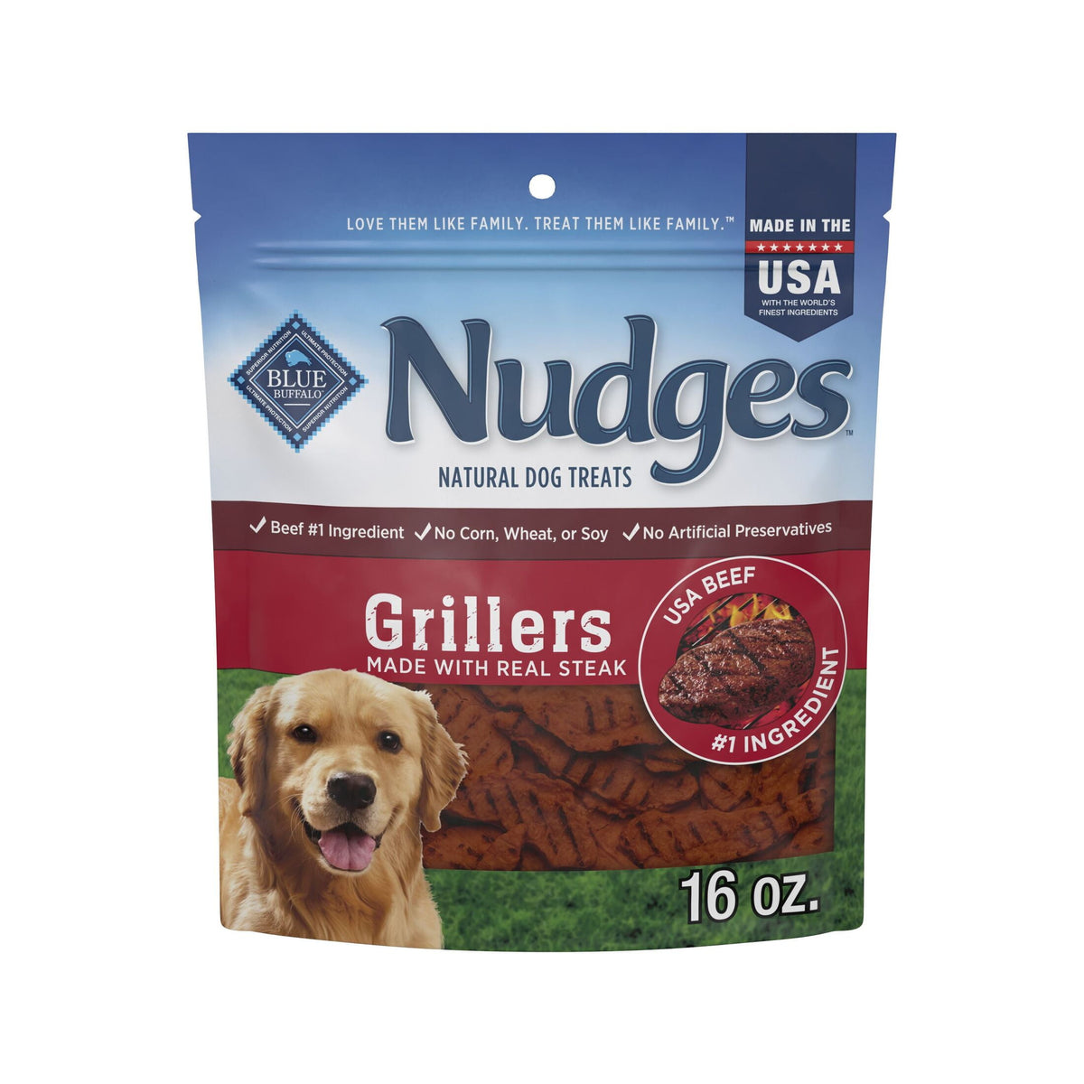 Blue Buffalo Nudges Grillers, Natural Dog Treats, Steak, 12oz Bag