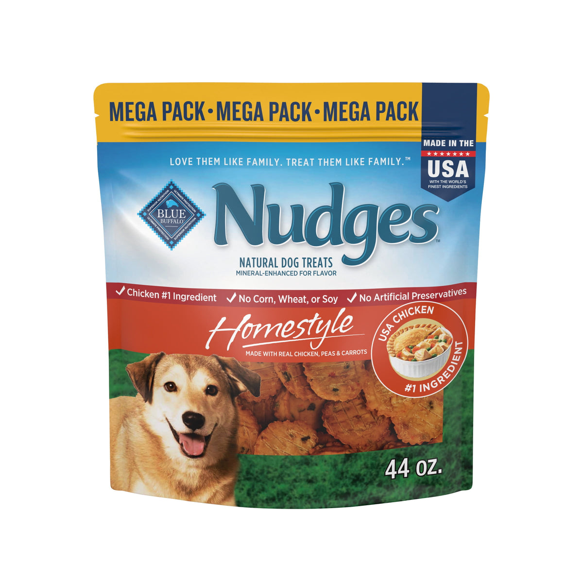 Blue Buffalo Nudges, Natural Dog Treats, Chicken Pot Pie Recipe, 28oz Bag