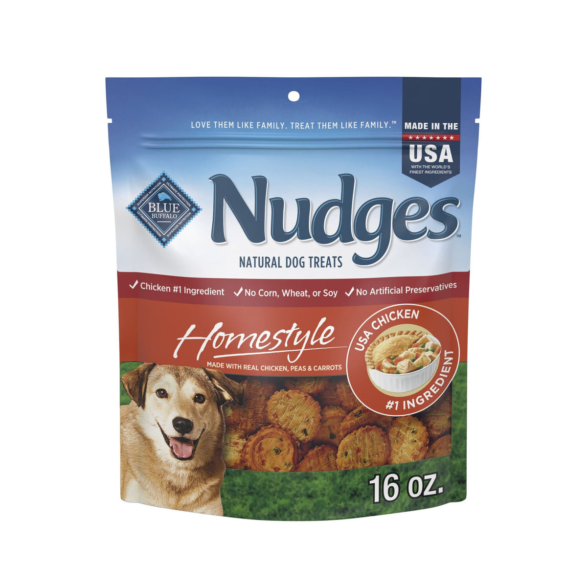 Blue Buffalo Nudges, Natural Dog Treats, Chicken Pot Pie Recipe, 28oz Bag
