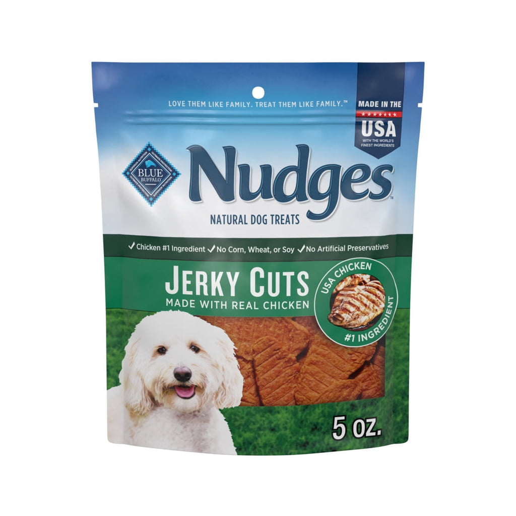 Blue Buffalo Nudges Jerky Cuts Dog Treats, Made in the USA with Natural Ingredients, Chicken, 5-oz. Bag