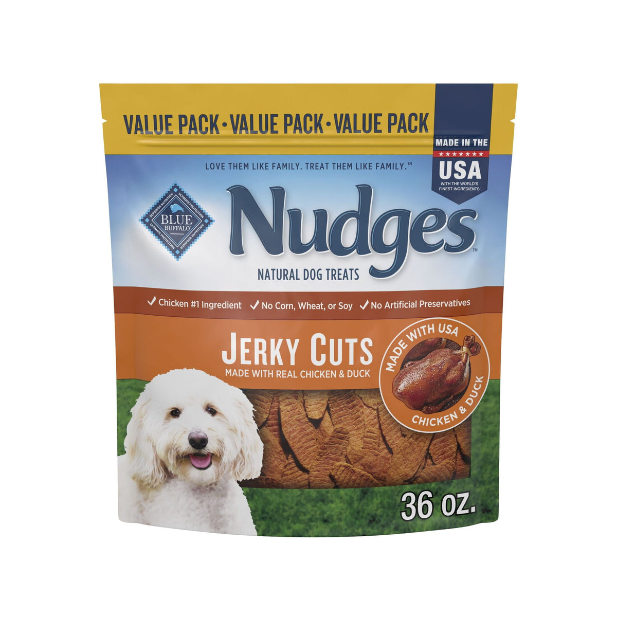 Blue Buffalo Nudges Jerky Cuts, Natural Dog Treats, Duck Jerky, 28oz Bag