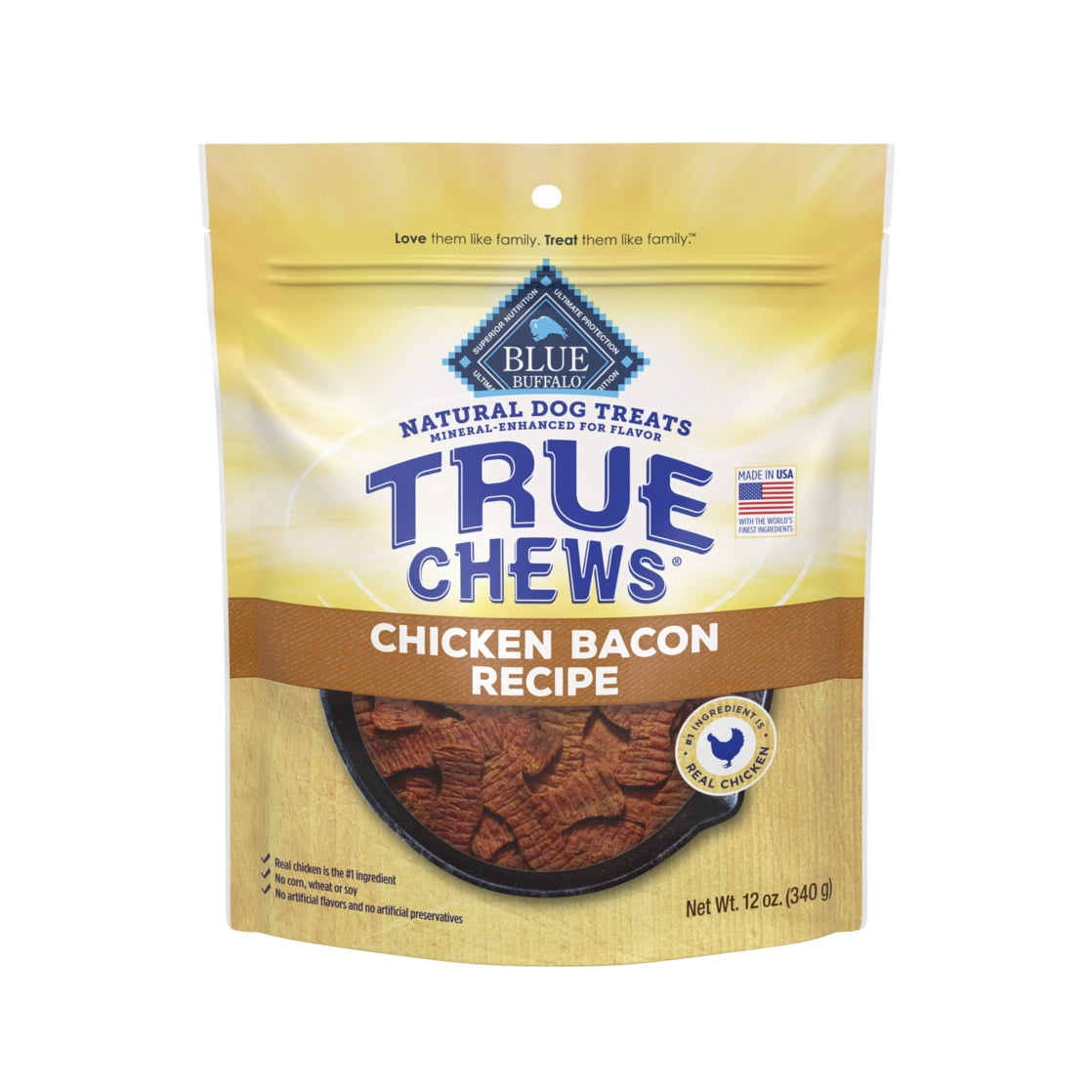 Blue Buffalo True Chews Dog Treats, Chicken Bacon Recipe, 22-oz Bag