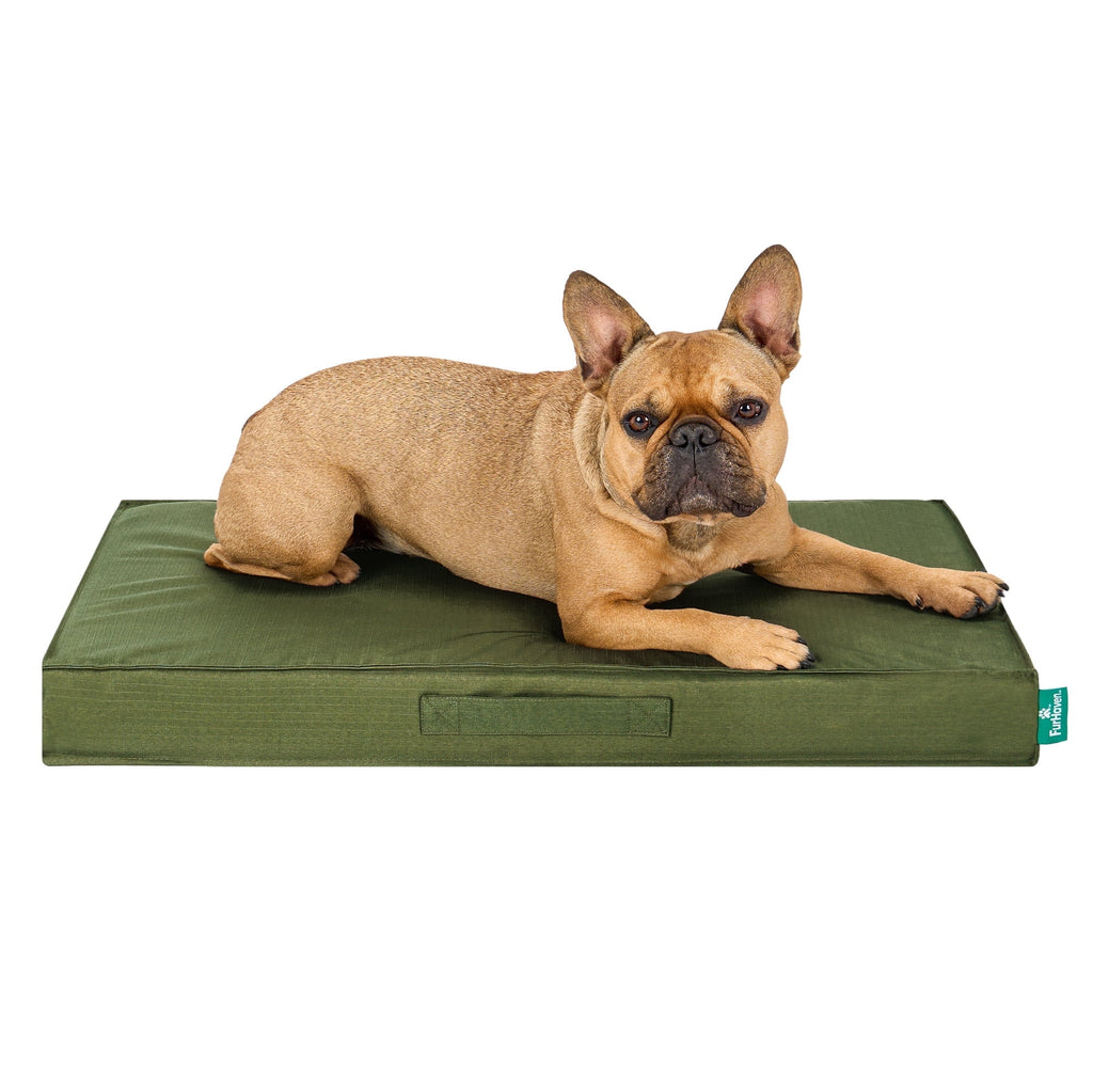 FurHaven Grid Indoor-Outdoor Cooling Memory Foam Deluxe Mattress for Dogs and Cats - Olivine, Medium