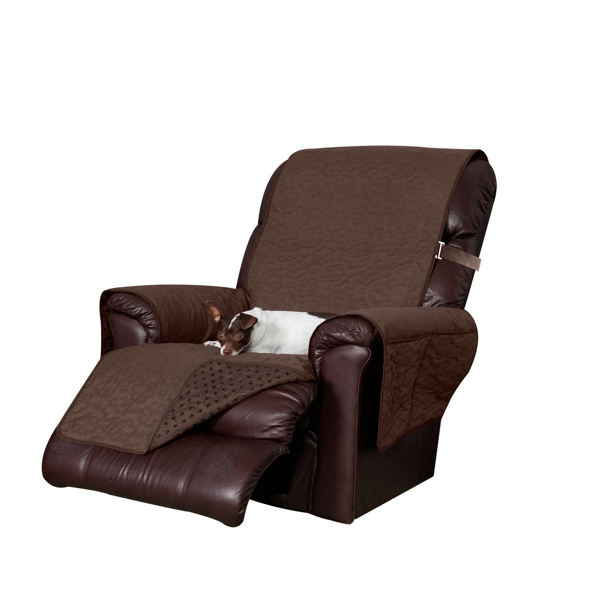 FurHaven Pawprint Non-Skid Sofa and Chair Furniture Protector for Dogs and Cats - Sofa, Dark Brown