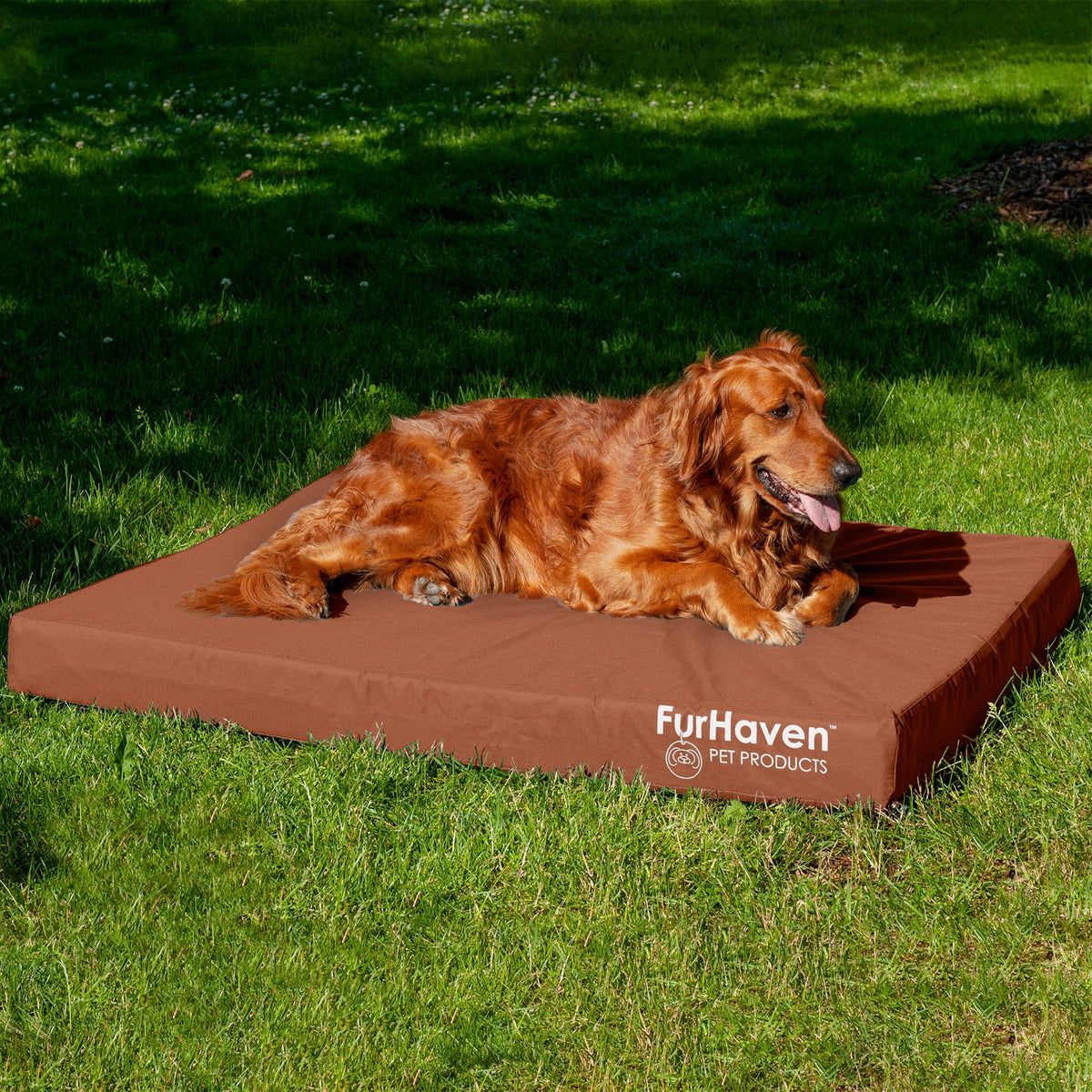 FurHaven Coated Oxford Indoor/Outdoor Deluxe Orthopedic Mattress Pet Bed, Stone Gray, Medium, 1 Count