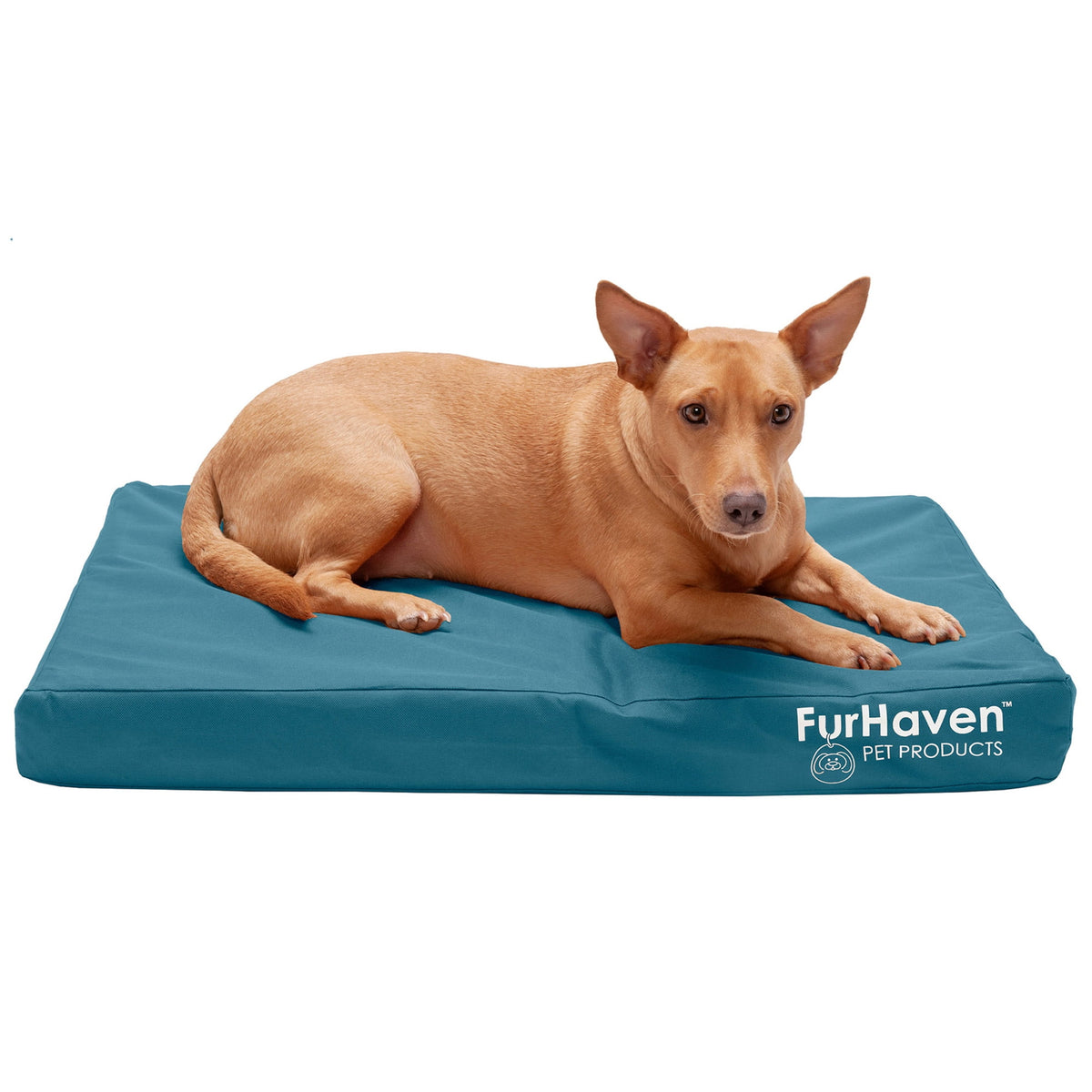 FurHaven Coated Oxford Indoor/Outdoor Deluxe Orthopedic Mattress Pet Bed, Stone Gray, Medium, 1 Count