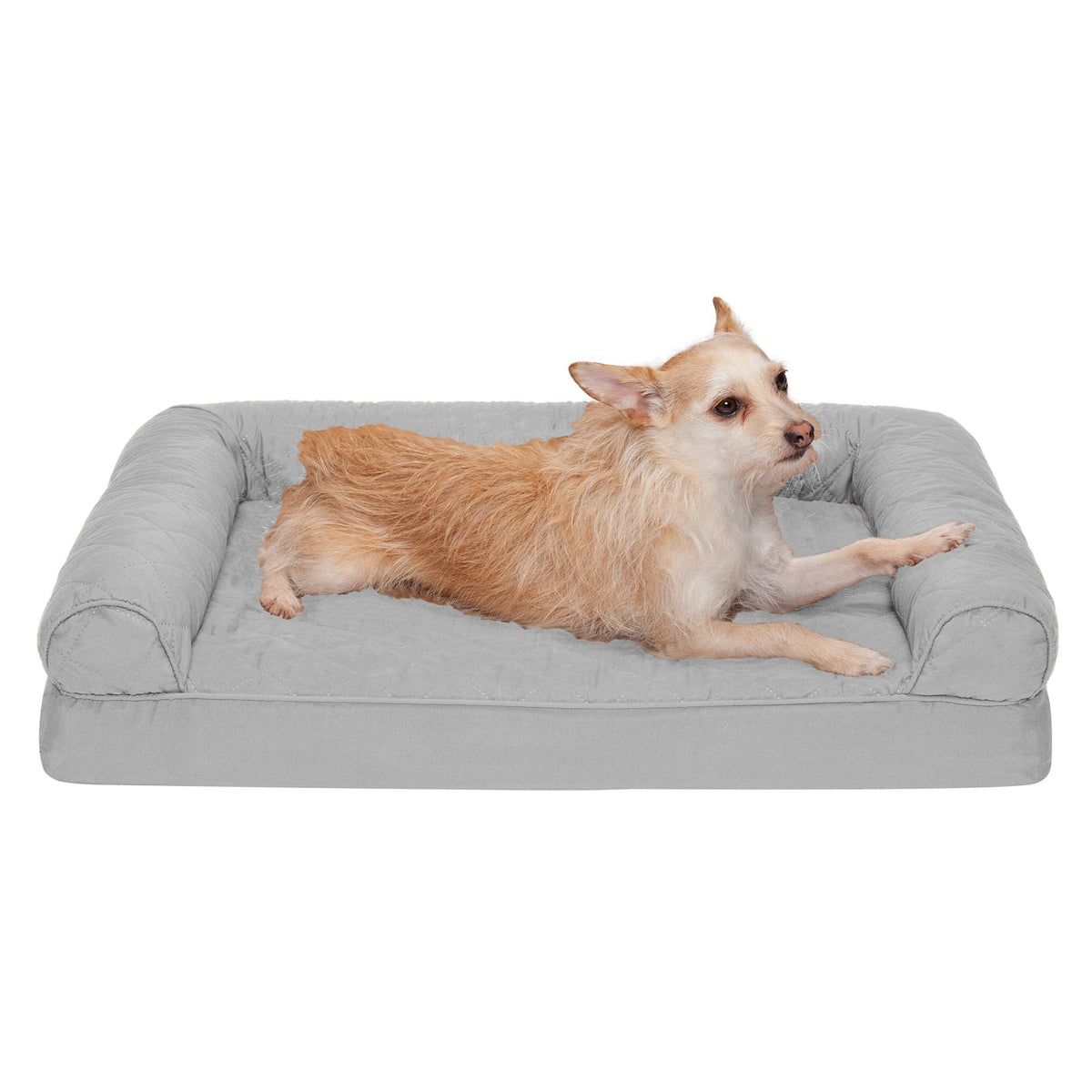 FurHaven Pet Products Quilted Orthopedic Sofa Pet Bed for Dogs & Cats - Silver Gray, Medium