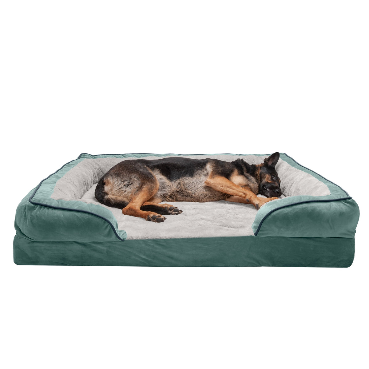 FurHaven Pet Products Velvet Waves Perfect Comfort Cooling Gel Top Sofa-Style Pet Bed for Dogs & Cats - Brownstone, Medium