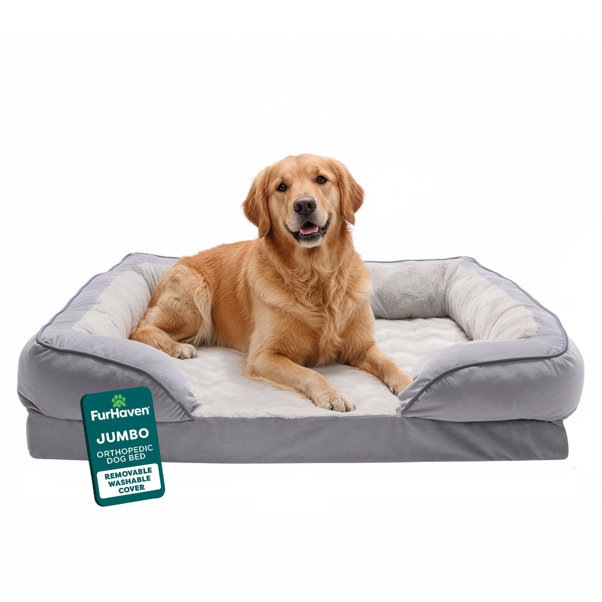 FurHaven Pet Products Velvet Waves Perfect Comfort Cooling Gel Top Sofa-Style Pet Bed for Dogs & Cats - Brownstone, Medium