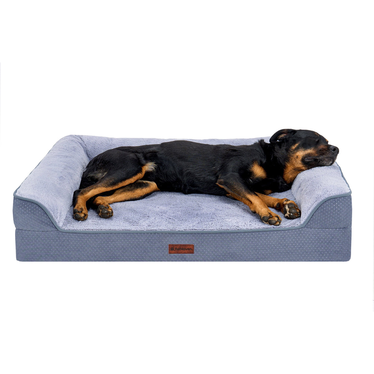 FurHaven Plush & Embossed Velvet Dreamer Orthopedic Sofa Pet Bed for Dogs and Cats - Cognac, Medium