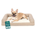 FurHaven Plush & Performance Linen Orthopedic Sofa Pet Bed for Dogs & Cats - Flax, Medium