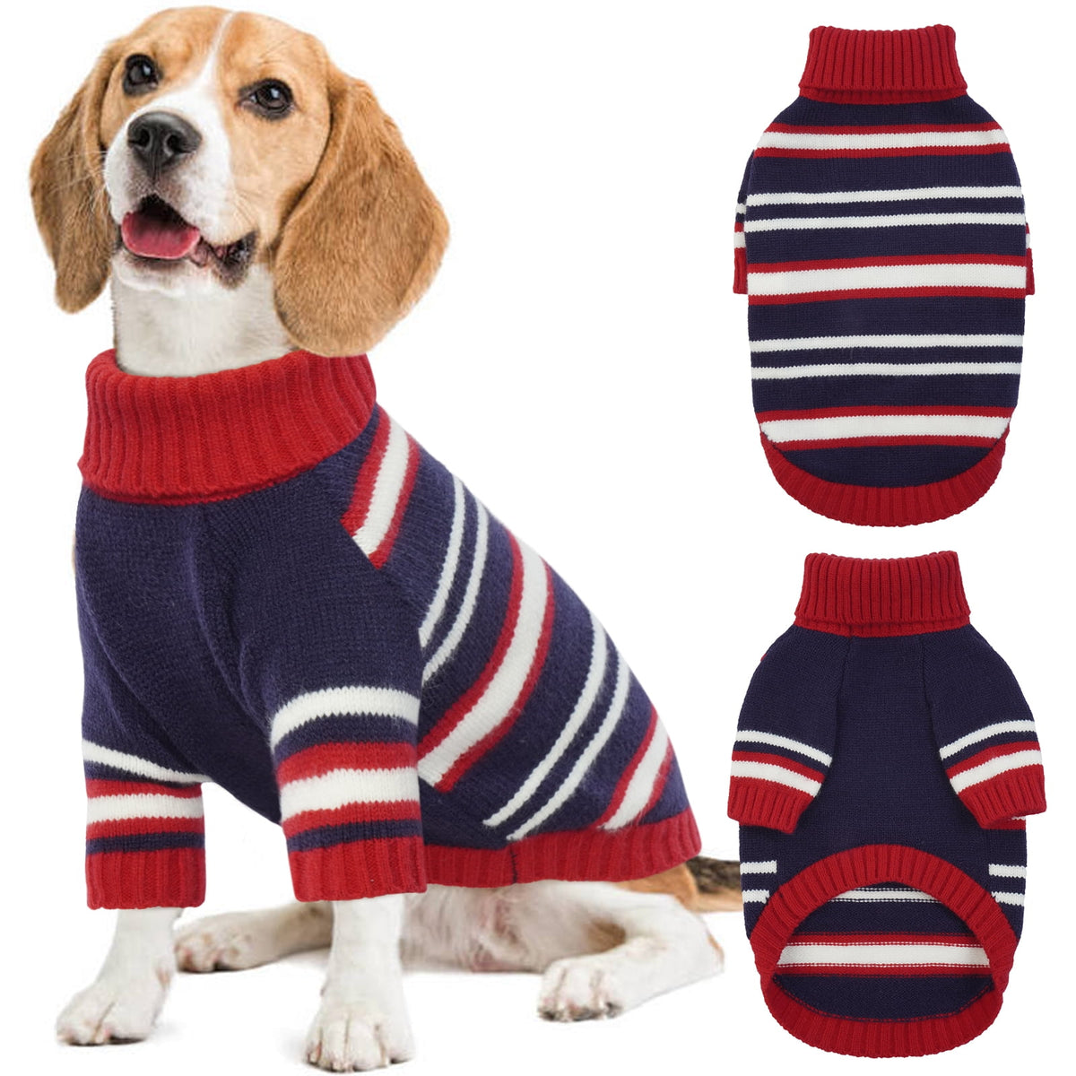 Kuoser Dog Cat Sweater Pet Warm Winter Clothes Knitwear for Dogs, Blue, M