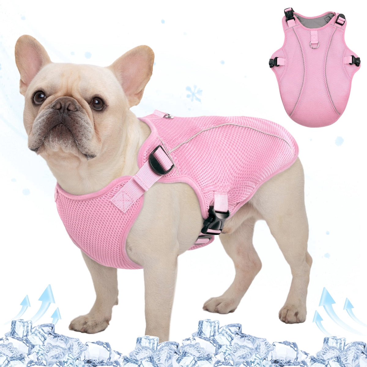 Kuoser Dog Cooling Vest, Breathable Mesh Ice Vest for Dogs, Cooling Jacket for Pet, Blue, extra large