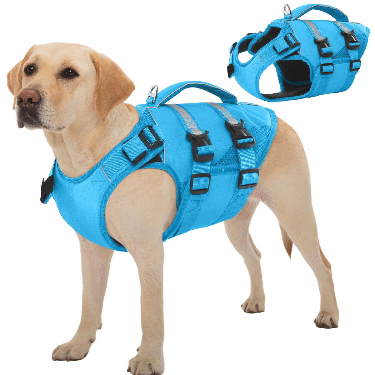 Kuoser Dog Life Jacket, High Flotation Dog Life Vest for Swimming Boating, Red, S