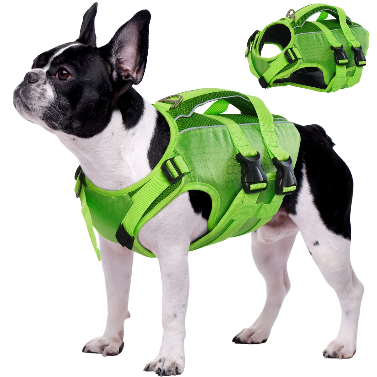 Kuoser Dog Life Jacket, Reflective and Adjustable Dog Life Vest for Small Medium Large Dogs Red, S