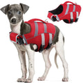 Kuoser Dog Life Jacket with Reflective Stripes, Adjustable Dog Life Vest, Red, M