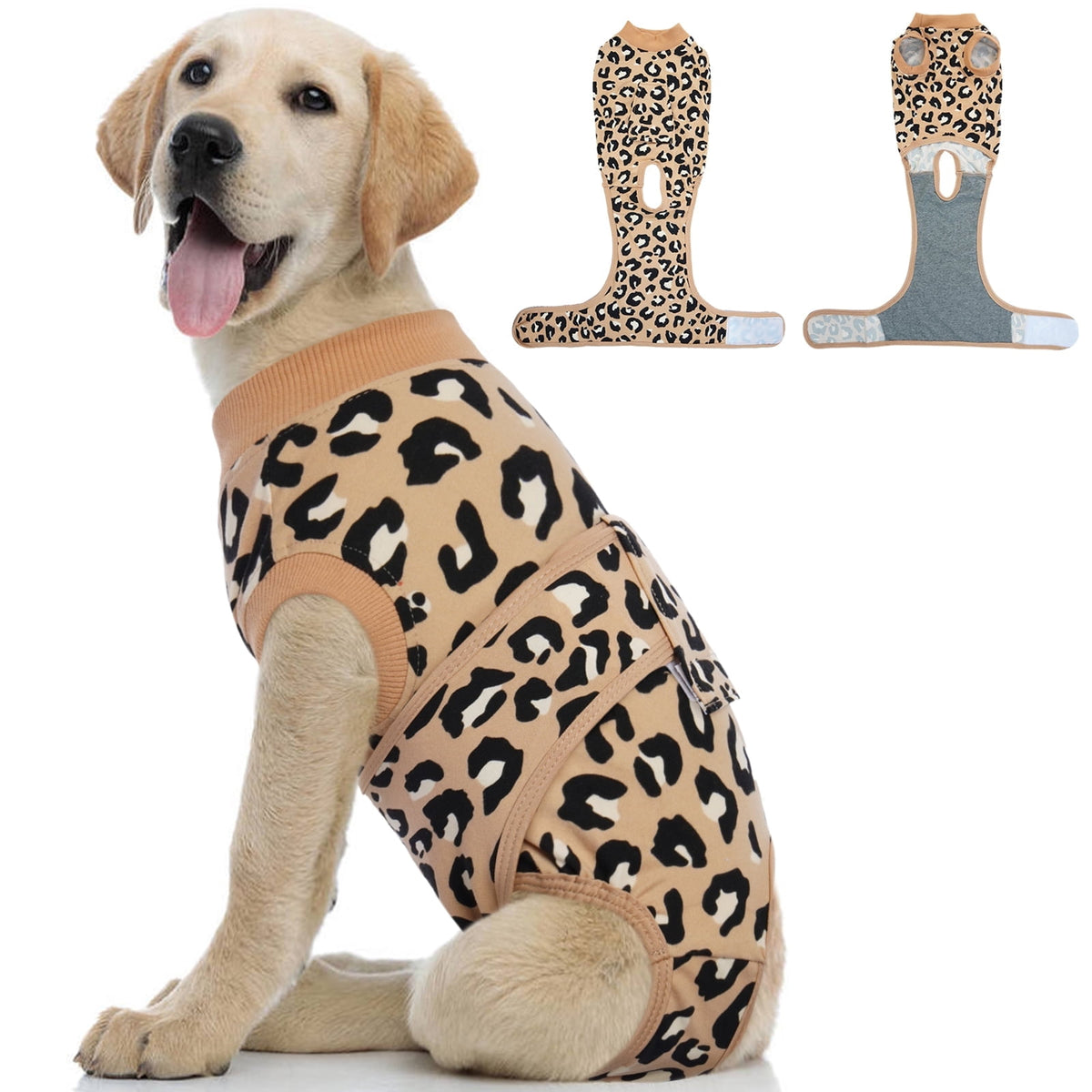 Kuoser Dog Recovery Suit after Surgery, Professional Surgical Onesie for Male Female Dogs, Soft Pet Surgery Suit for Abdominal Wounds Skin Disease, Purple Leopard, XL