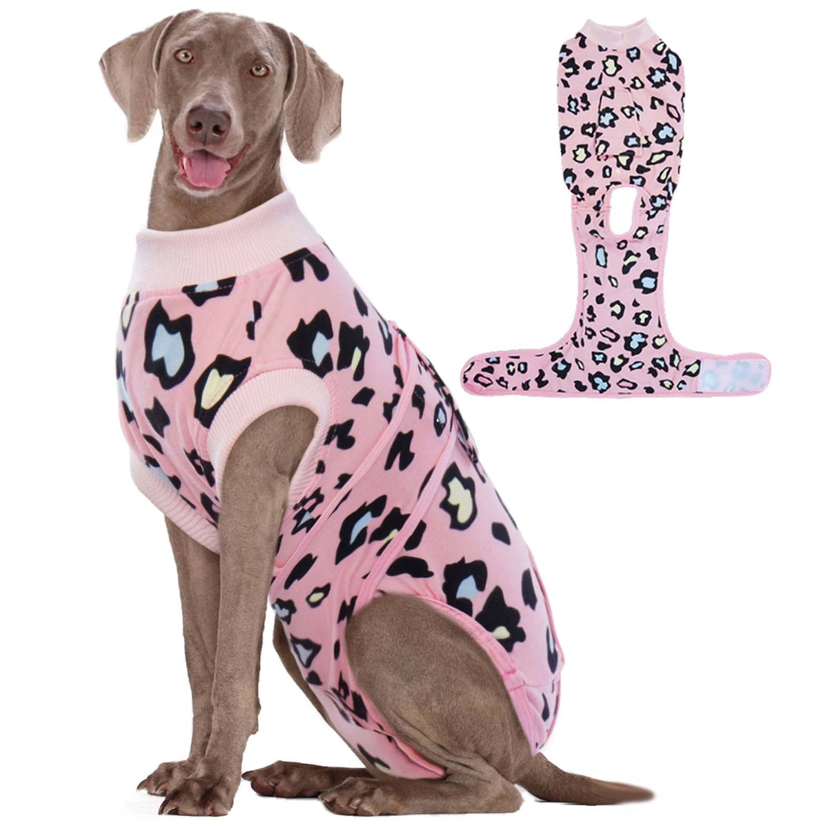 Kuoser Dog Recovery Suit after Surgery, Professional Surgical Onesie for Male Female Dogs, Soft Pet Surgery Suit for Abdominal Wounds Skin Disease, Purple Leopard, XL