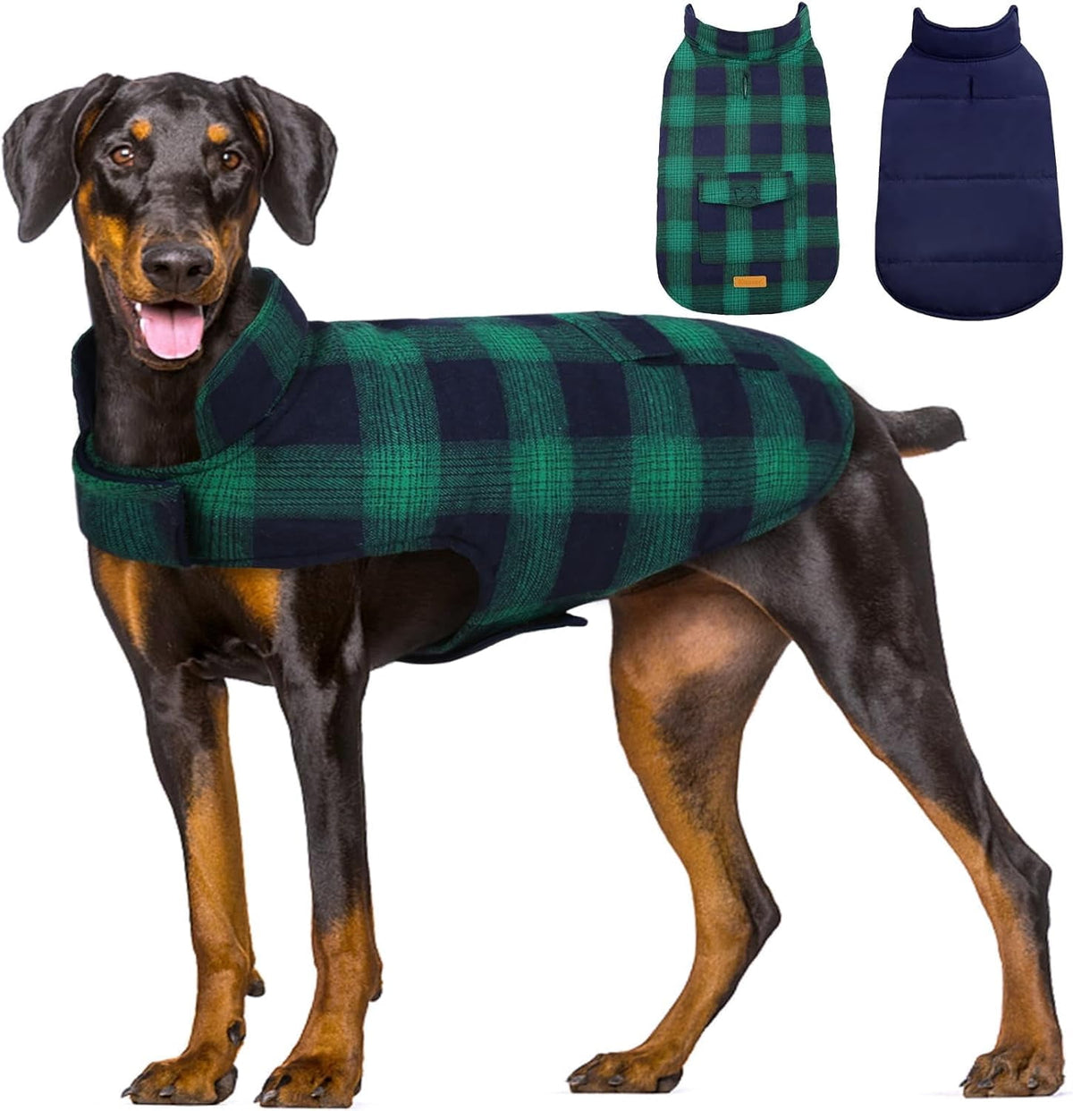 Kuoser Dog Winter Coat, Cozy Fleece Lining Dog Jacket Windproof Waterproof Pet Clothes with Pocket, Red, M