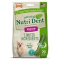 Nylabone Nutri Dent Natural Dental Chews for Dogs, Limited Ingredient Dog Treats, Teeth Cleaning Dental Sticks for Dogs, Fresh Breath Flavor, For Medium Dogs (20 Count)