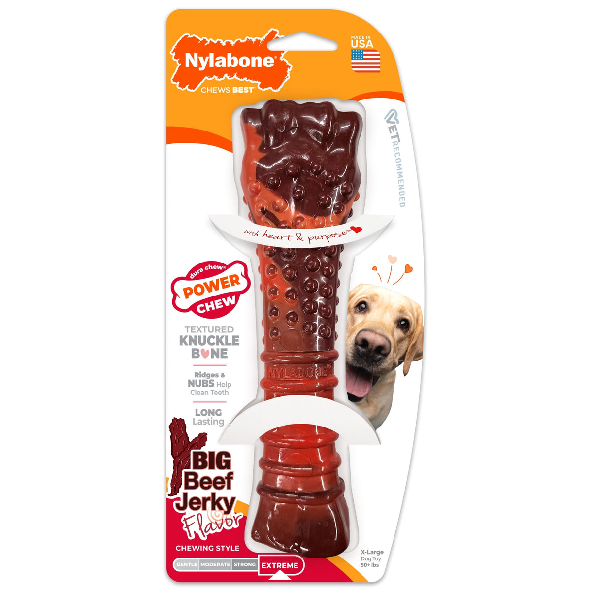 Nylabone Power Chew Textured Knuckle Bone Dog Toy, Dog Chew Toy, Chicken Flavor, X-Large, 1 Count