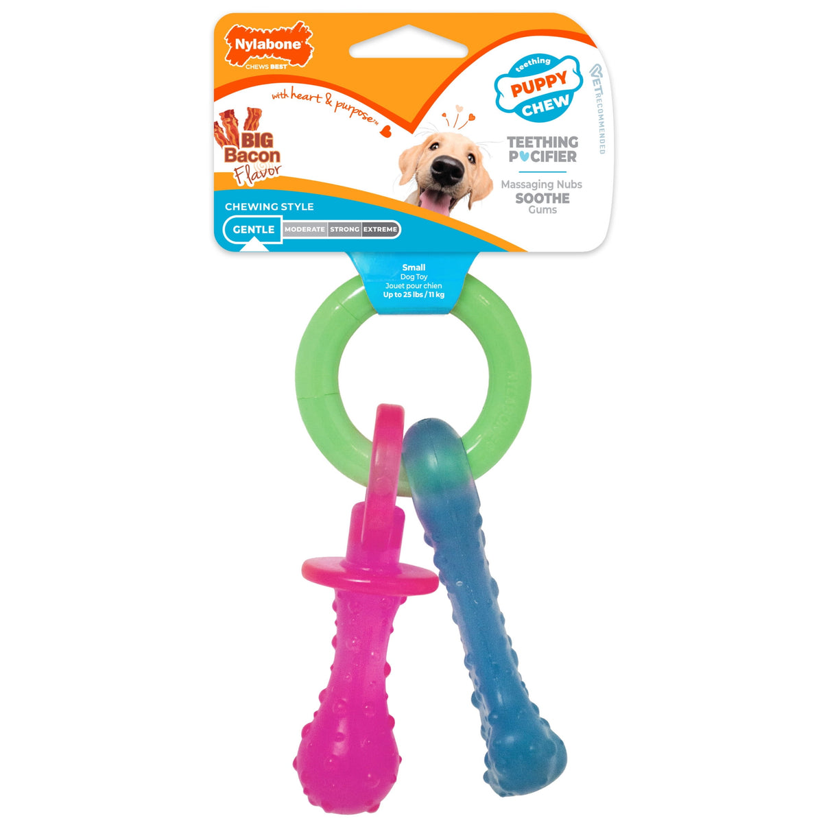 Nylabone Puppy Pacifier Chew Toy, Teething Toys For Puppies, Puppy Toy For Small Puppies Up To 25 Lbs, Nylabone Puppy Chew Toy