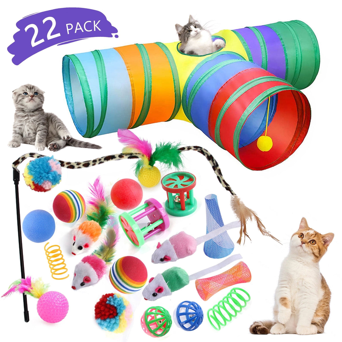 Semfri Cat Toys Tunnels Collapsible Pets Cat Jungle Tunnels Kitty Toys Balls