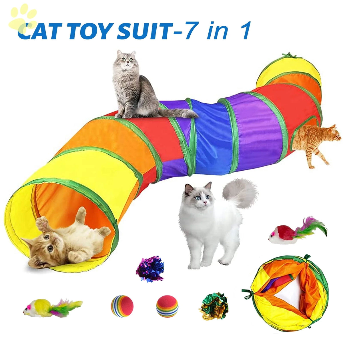 Semfri Cat Toys Tunnels Collapsible Pets Cat Jungle Tunnels Kitty Toys Balls