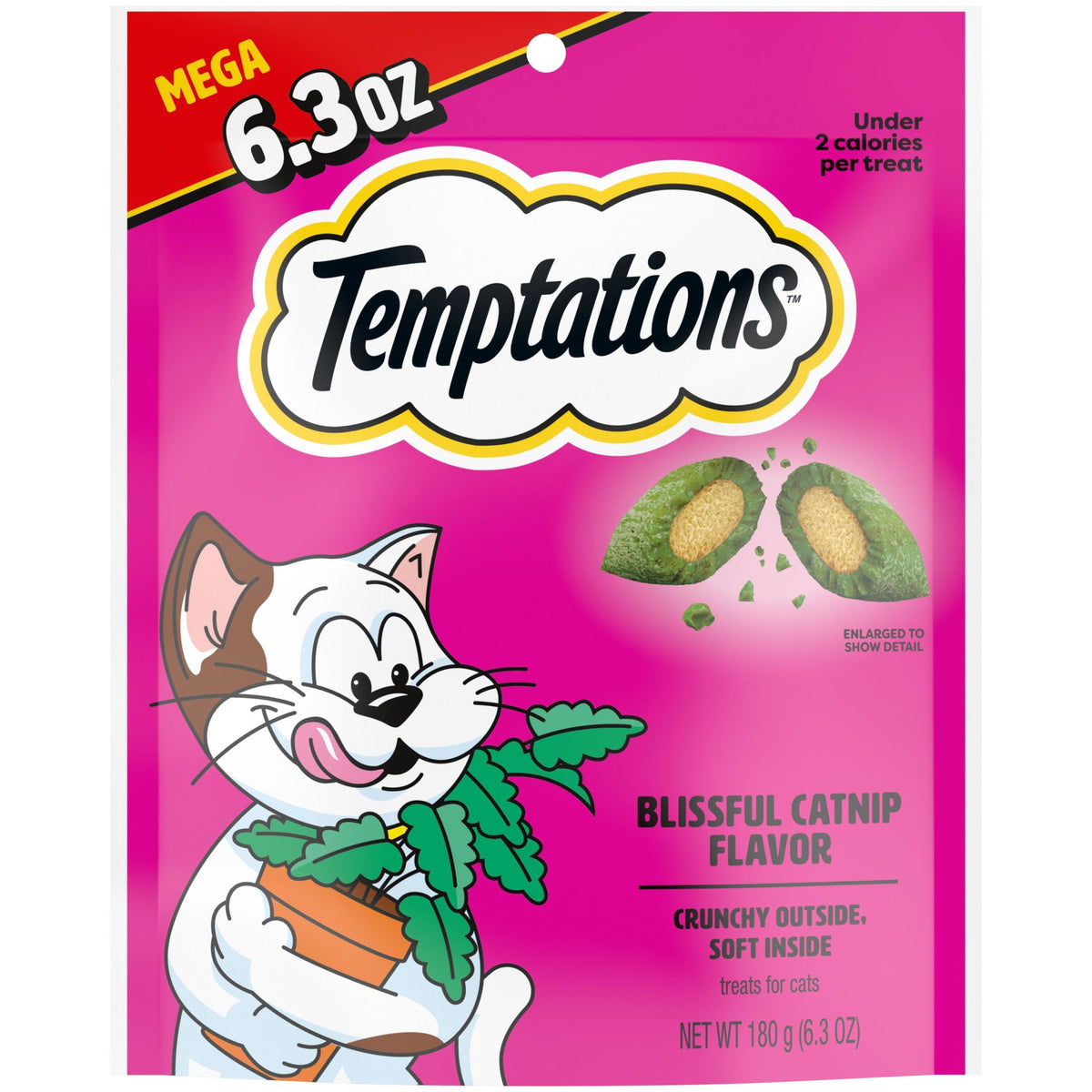 Temptations Classic Blissful Catnip Flavor Crunchy And Soft Treats For Cats, 16 Oz Tub