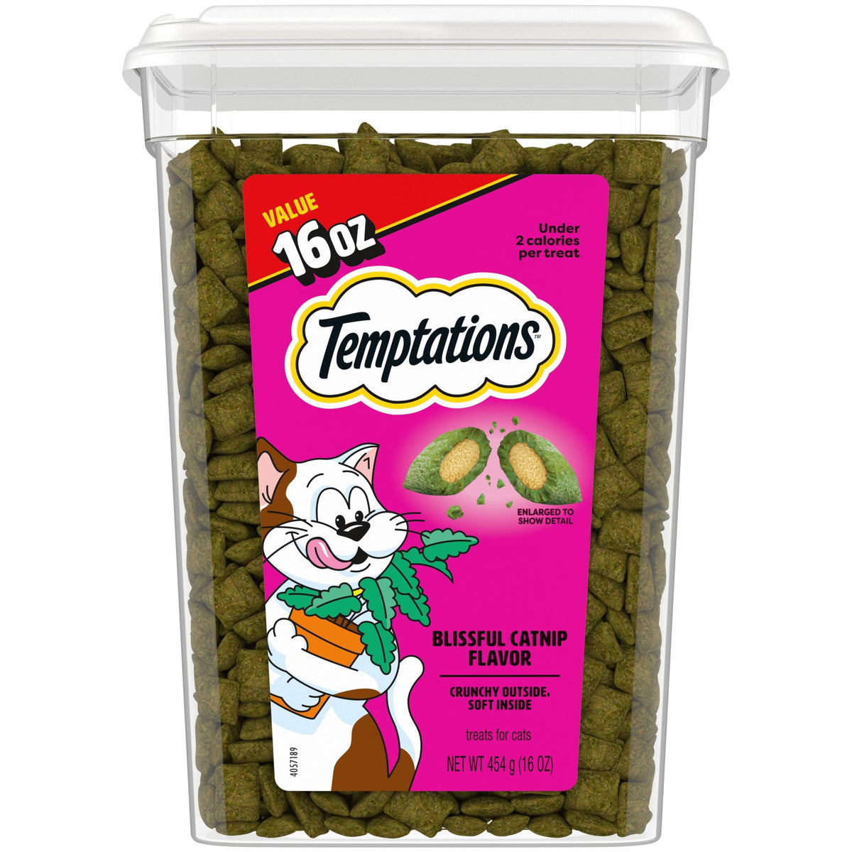 Temptations Classic Blissful Catnip Flavor Crunchy And Soft Treats For Cats, 16 Oz Tub