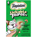 Temptations Creamy Puree Mixups Seafood Medley Flavor Dental Treats for Cats, 1.7 oz Pouches (4 Pack)