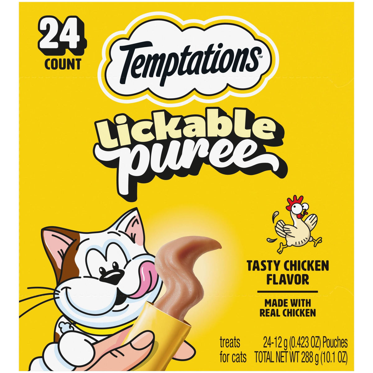 Temptations Creamy Puree With Chicken Squeezable Lickable Wet Treats For Cats, 0.42 Oz (16 Pack)