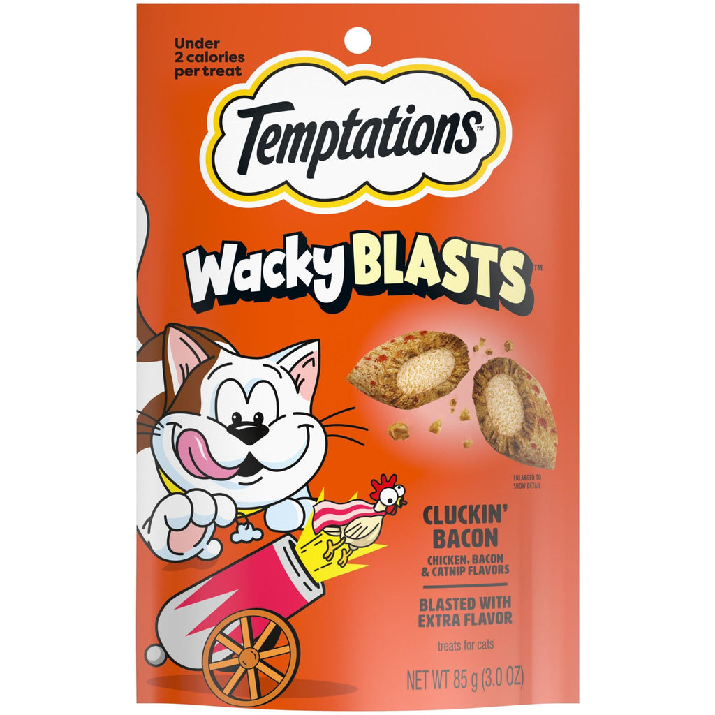 Temptations Cat Treats Wacky Blasts, Cluckin’ Bacon Flavor, 3 oz. Pouch (12 pack)