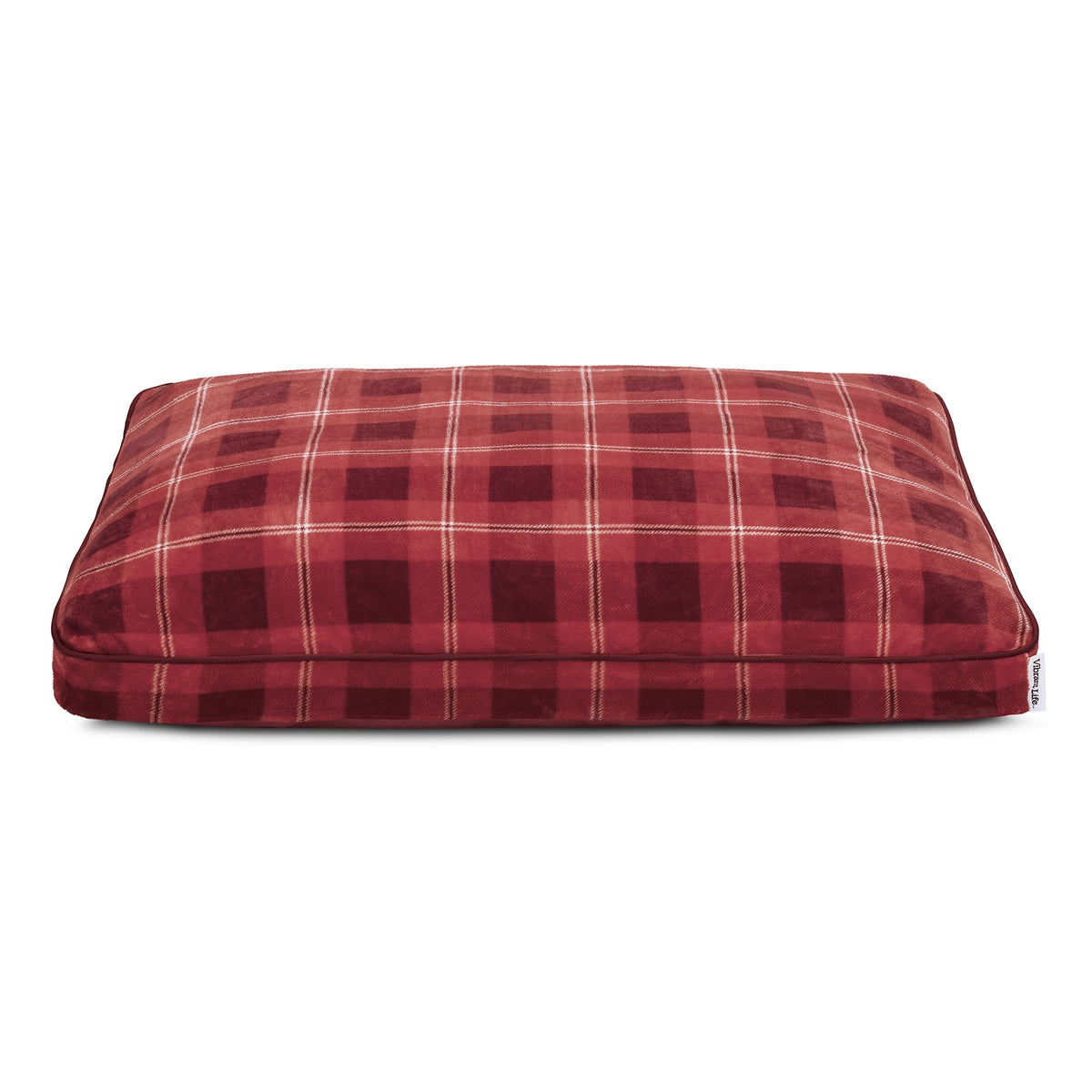 Vibrant Life Holiday Large Deluxe Gusset Pillow Pet Bed, Fireside Plaid, 42" x 32"