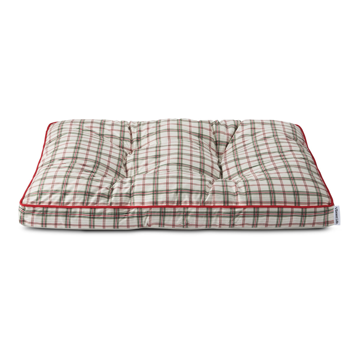 Vibrant Life Holiday Large Deluxe Gusset Pillow Pet Bed, Fireside Plaid, 42" x 32"