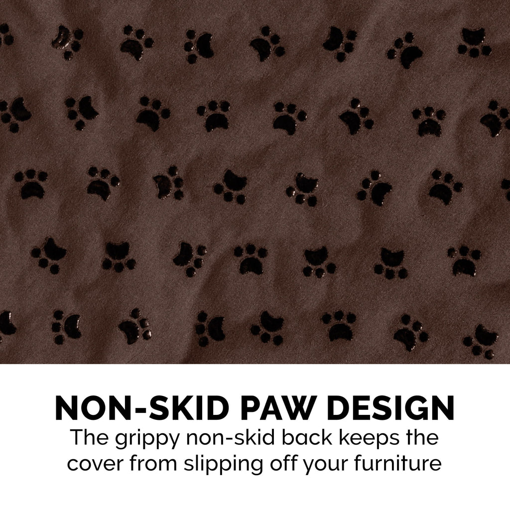 FurHaven Pawprint Non-Skid Sofa and Chair Furniture Protector for Dogs and Cats - Sofa, Dark Brown