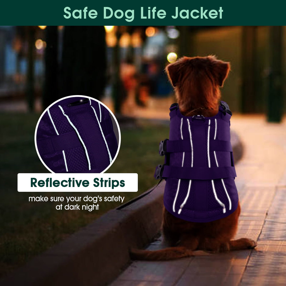 Kuoser Dog Life Jacket, Reflective and Adjustable Dog Life Vest for Small Medium Large Dogs Red, S