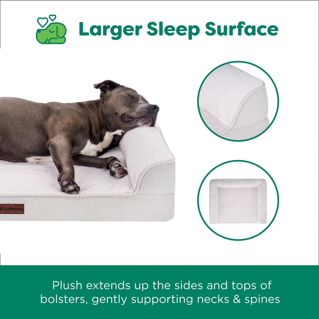 FurHaven Plush & Embossed Velvet Dreamer Orthopedic Sofa Pet Bed for Dogs and Cats - Cognac, Medium