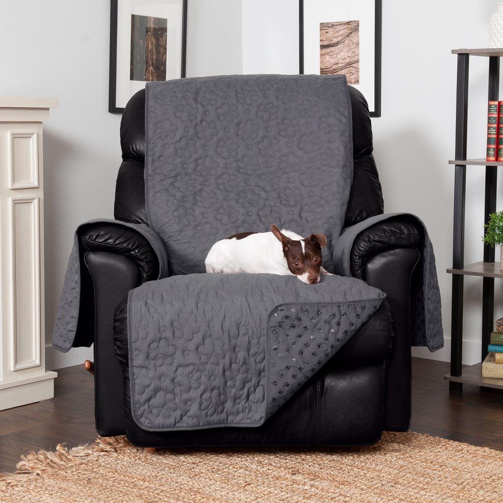 FurHaven Pawprint Non-Skid Sofa and Chair Furniture Protector for Dogs and Cats - Sofa, Dark Brown