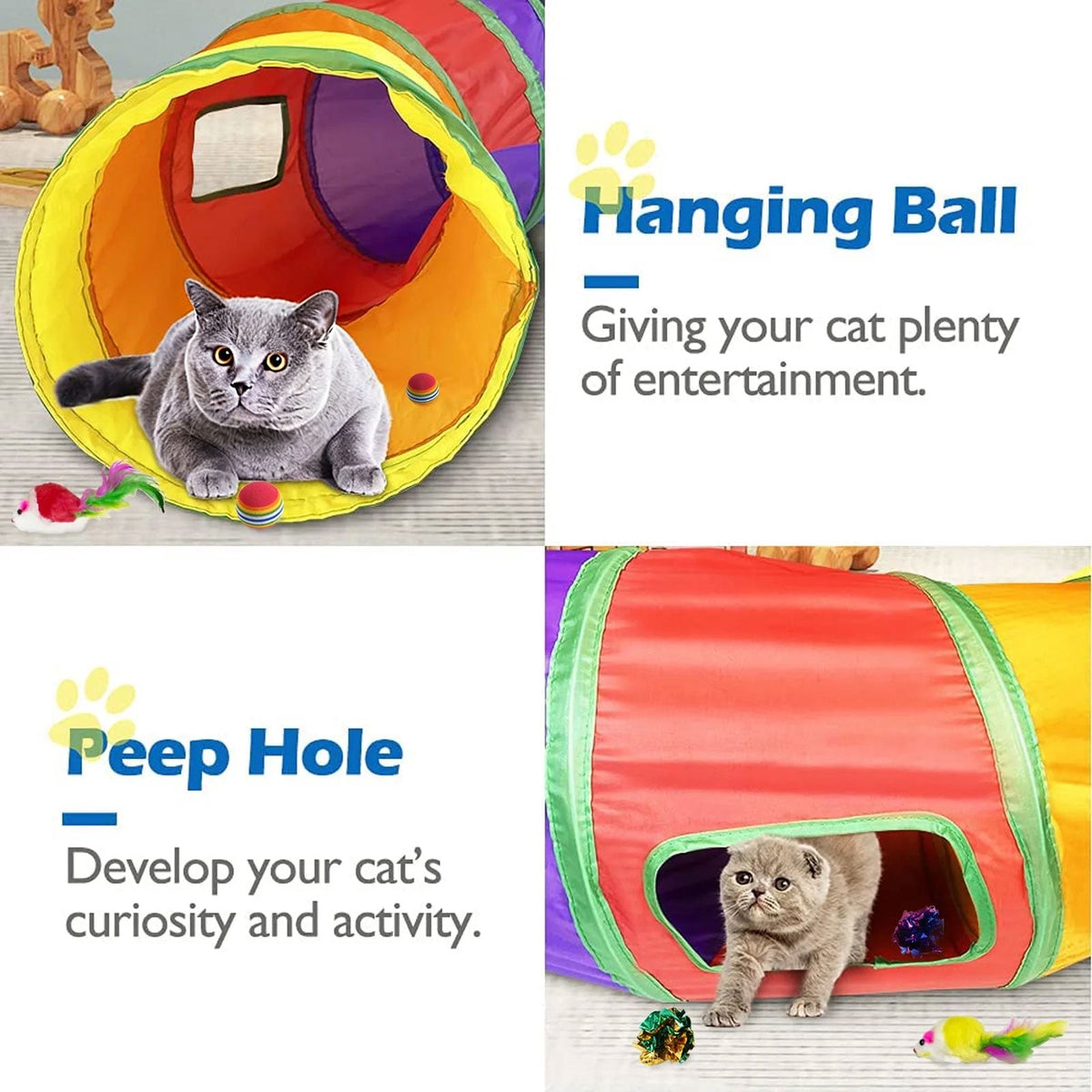 Semfri Cat Toys Tunnels Collapsible Pets Cat Jungle Tunnels Kitty Toys Balls