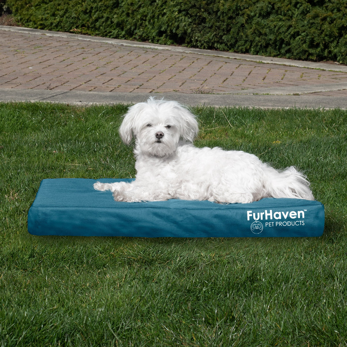 FurHaven Coated Oxford Indoor/Outdoor Deluxe Orthopedic Mattress Pet Bed, Stone Gray, Medium, 1 Count