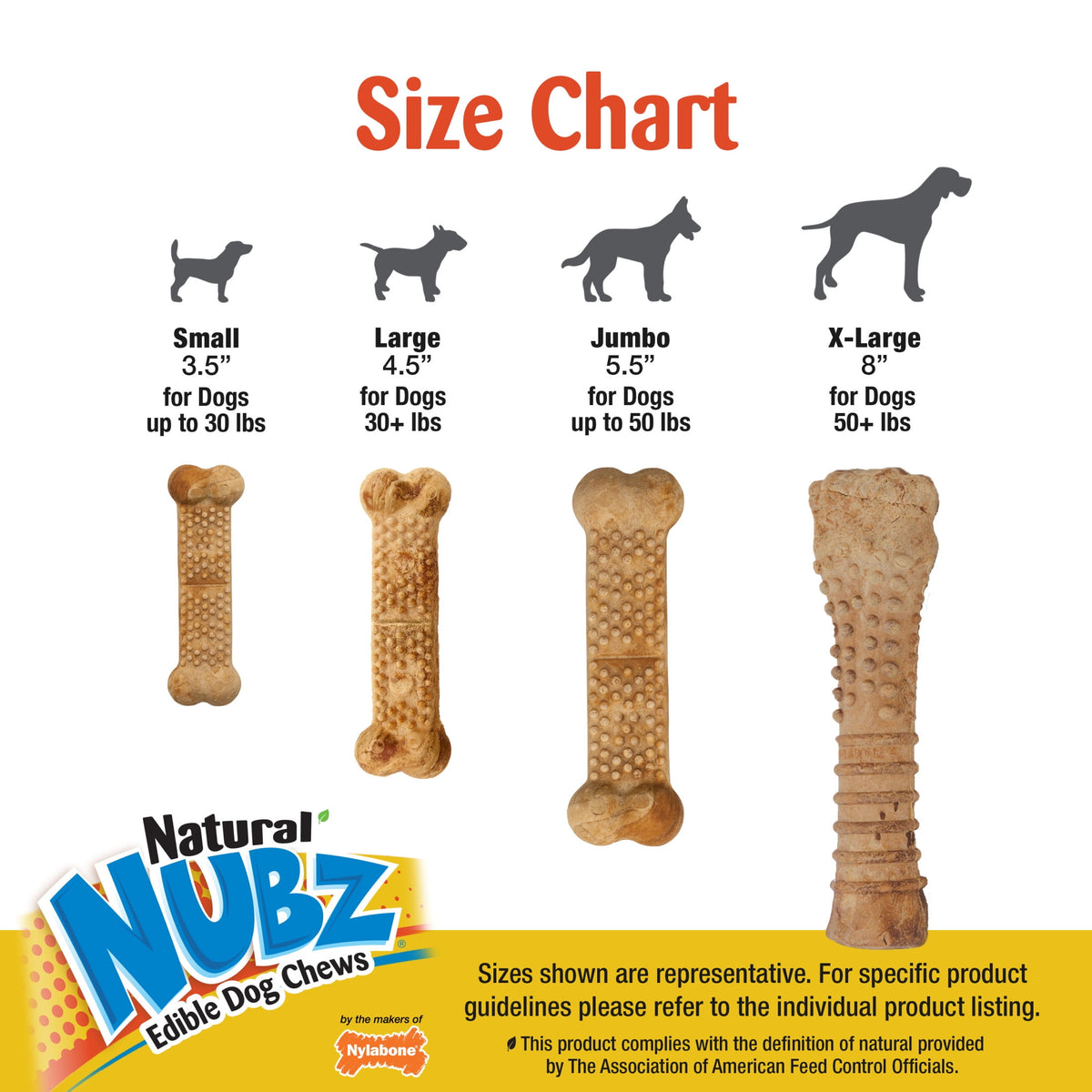 Nylabone Nubz Natural Dog Treats for Large Dogs, Peanut Butter Flavor Dog Bones, Large - 30+ lbs., 1.7 lb. Pouch, 15 Count