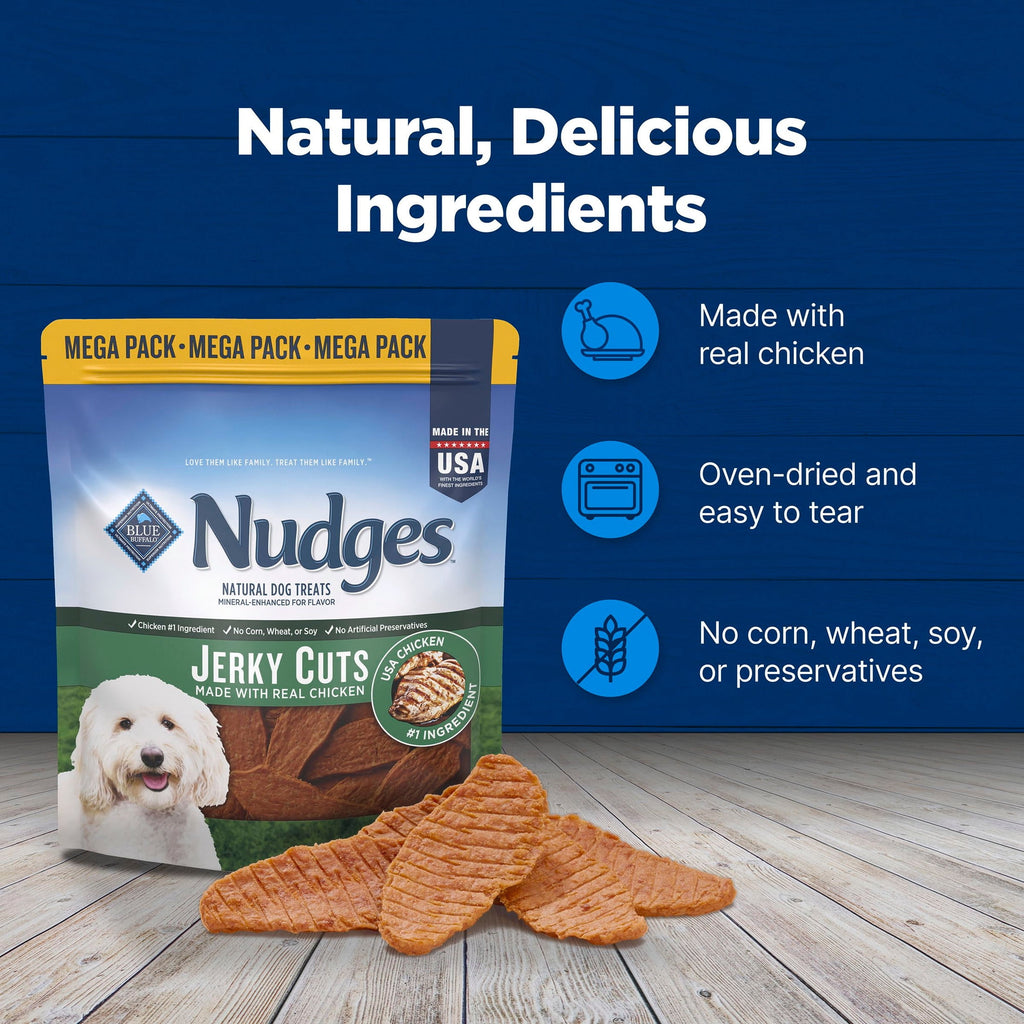 Blue Buffalo Nudges Jerky Cuts, Natural Dog Treats, Chicken Jerky, 28oz Bag
