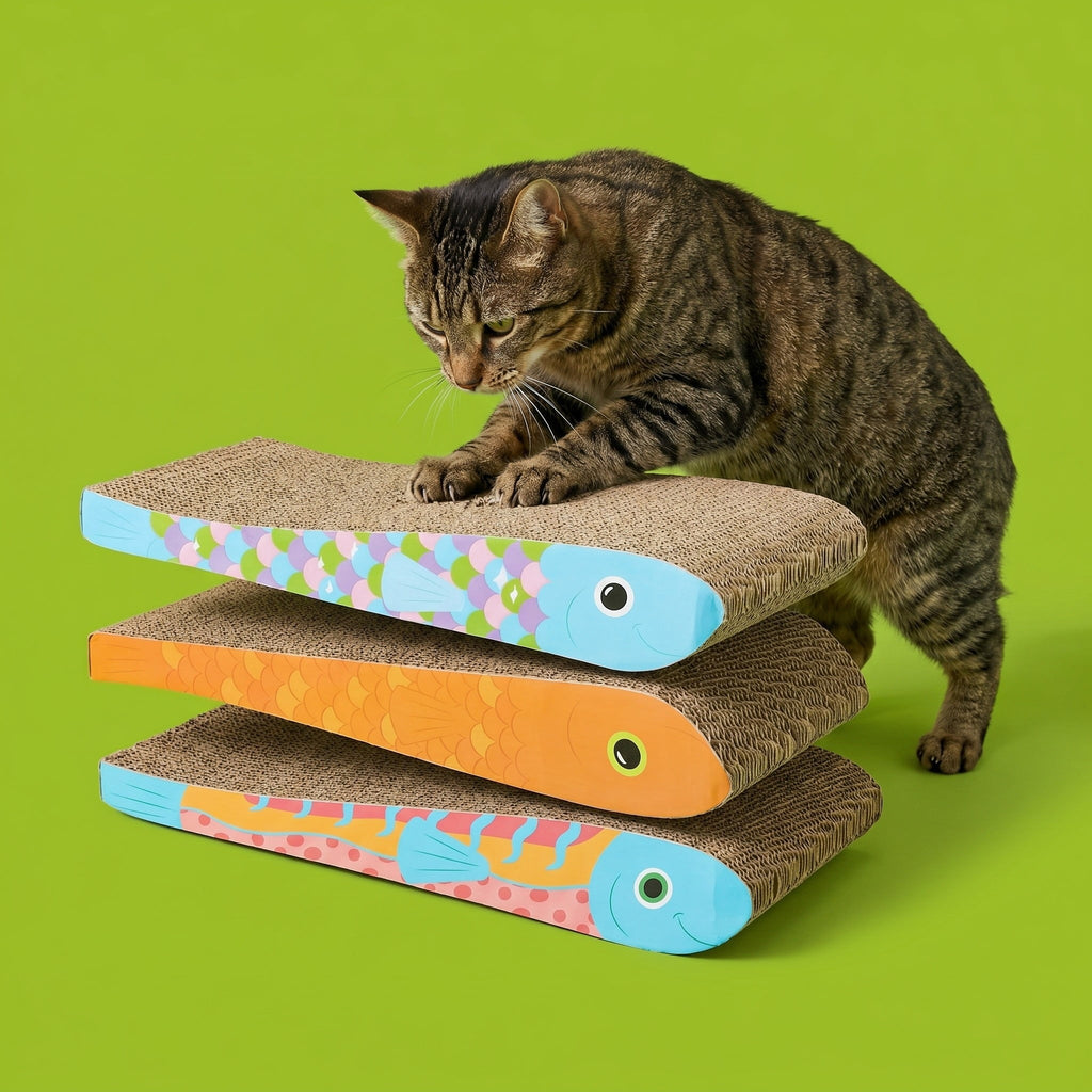Vibrant Life Fish Cat Scratcher with Catnip, Multicolor, 3 Pack