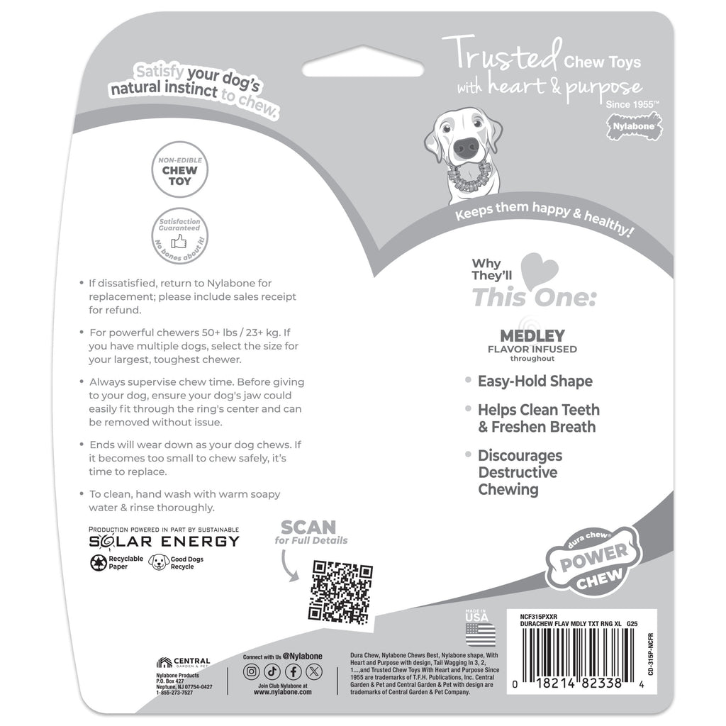Nylabone Textured Ring Power Chew Toy For X-Large Dogs 50+ Lbs, Chew Toy For X-Large Dogs