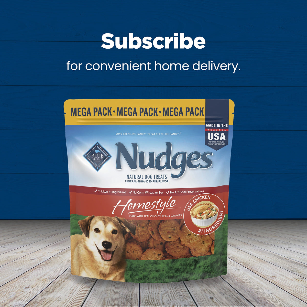 Blue Buffalo Nudges, Natural Dog Treats, Chicken Pot Pie Recipe, 28oz Bag