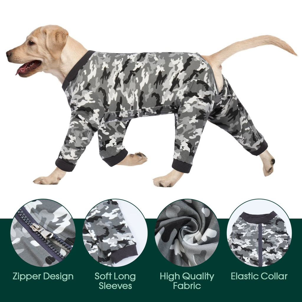 Kuoser Dog Recovery Suit Long Sleeve Dog Onesie after Surgery, Navy Blue, M
