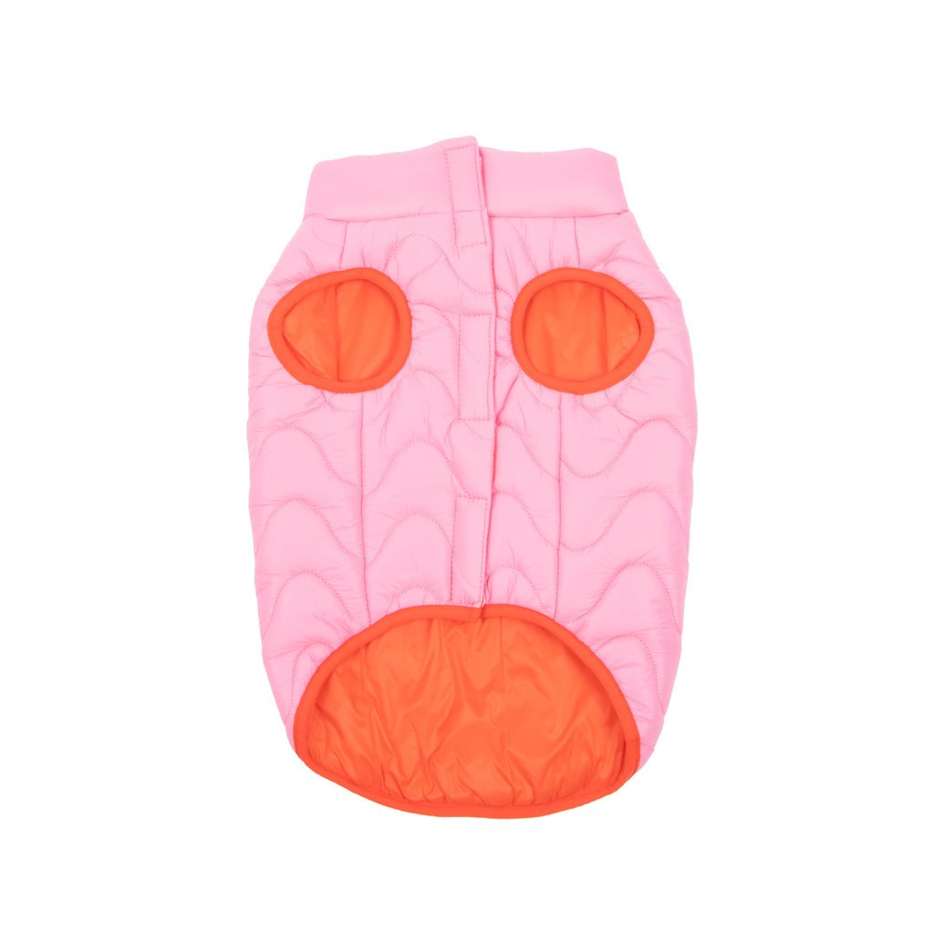 Oodles Quilted Fall Puffer Dog Jacket, Pink, Small