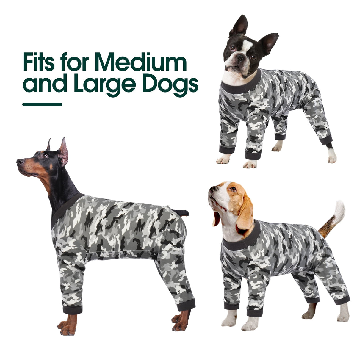 Kuoser Dog Recovery Suit Long Sleeve Dog Onesie after Surgery, Navy Blue, M