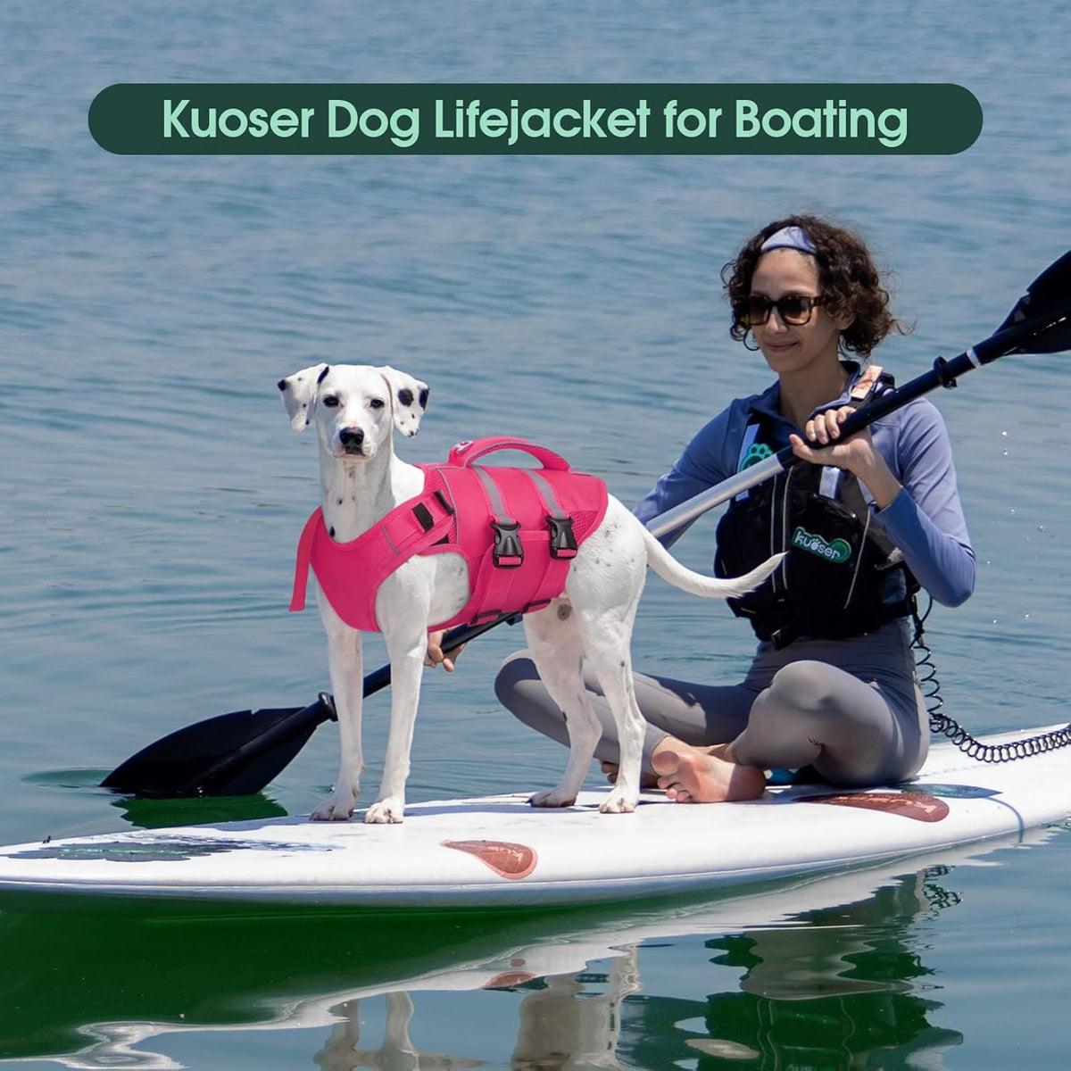 Kuoser Dog Life Jacket, High Flotation Dog Life Vest for Swimming Boating, Red, S